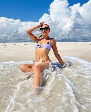 Axil Swim Pastel Floral Thong Tie Back Matching 2 Piece Bikini S
